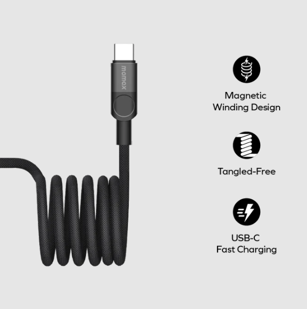 Momax Maglink USB-C To USB-C Magnetic Cable 2M | Black Momax Maglink USB-C To USB-C Magnetic Cable 2M | Black